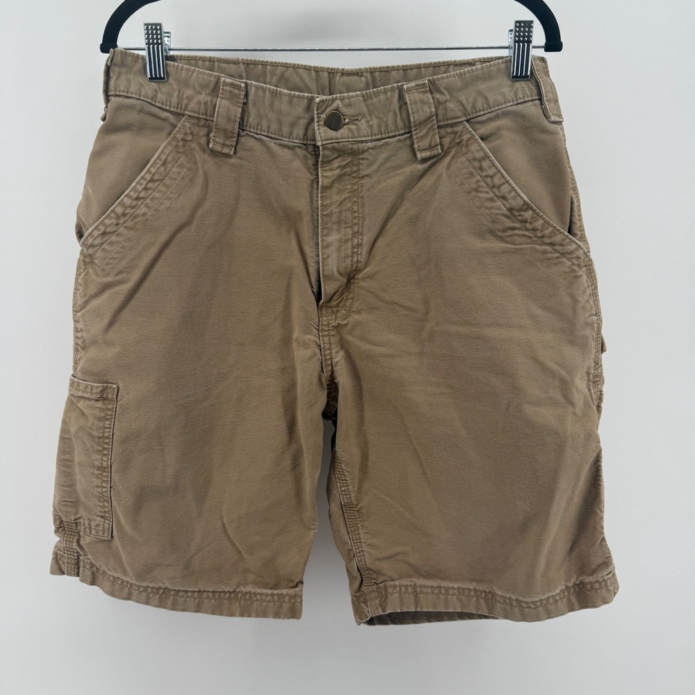 Carhartt B147 DKH Mens 32 Dark Khaki Canvas Carpenter Shorts Workwear Utility